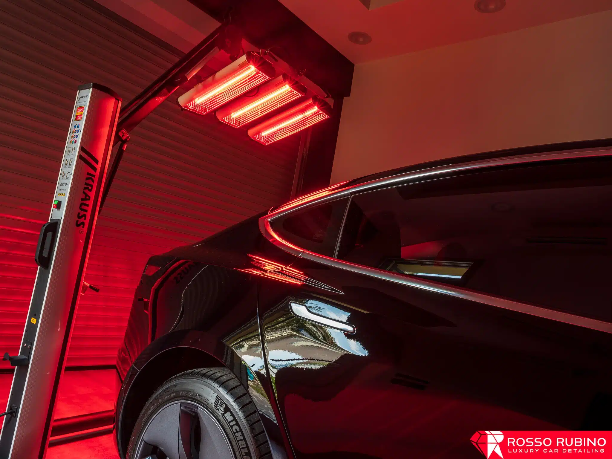 Tesla Model 3 33 rosso rubino car detailing pellicole ppf paint protection film 004
